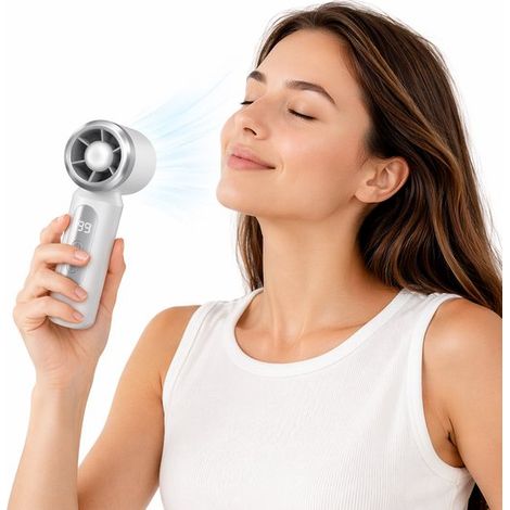 Ventilatore,Ventilatore portatile,Controllo della velocità del vento con 199 livelli,Mini ventilatore con luce LED,Bianco (1/5)