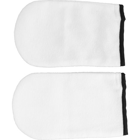 Lot de 2 gants en pur coton pour cire de paraffine, favorisant l'absorption de la cire chaude, pour soins des mains et spa (blanc). (1/5)