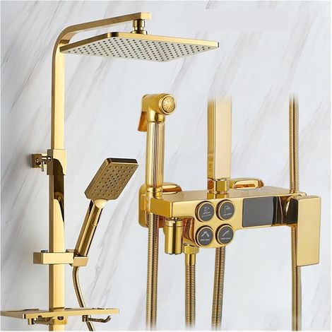 Ensemble de douche mitigeur thermostatique intelli Ensemble de douche numérique chaud et froid robinet salle de bain mitigeur thermostatique système de douche pluie montage mural SPA pluie robinet de (1/5)