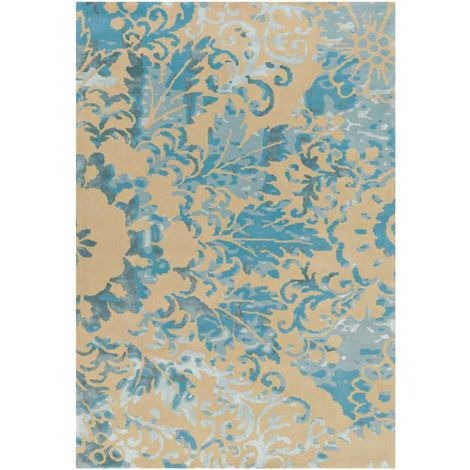 Tapis satin 8061 crème turquoise - 120 x 180 cm (1/4)
