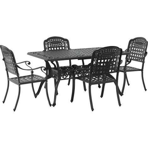 5-tlg. Garten-Essgruppe Schwarz Aluminiumguss vidaXL (1/5)