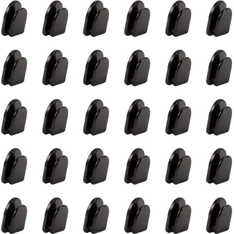 Lot de 30 Crochets Adhésifs Noirs Invisibles - Crochets Muraux Autocollants pour Serviettes, Vêtements, Clés de Voiture - Idéal pour Salle de Bain, Cuisine, Chambre, Garage