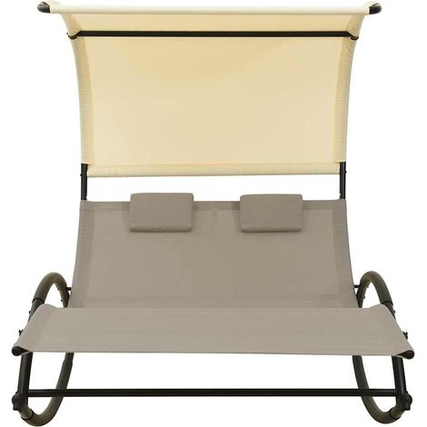 Maison Exclusive - Lettino Prendisole Doppio Baldacchino in Textilene Talpa Crema (1/5)