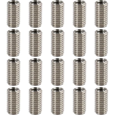 Filetage Adaptateurs Manchon Réduction Écrou Insert Fileté, Lot de 20 Inserts Filetés M8 sur M6 x 15mm – Acier Inoxydable 303Cu – Écrou à Visser pour Automobile et Mécanique (1/5)