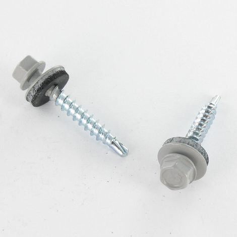Vis autoperceuse Tête hexagonale TH 4.8X35 Rondelle d'étanchéite EPDM Acier zingué RAL7004 gris de sécurite-1 pièce