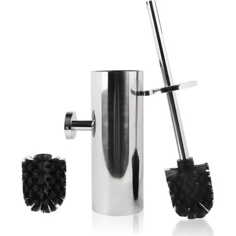 Stainless Steel Hanging Toilet Brush with 1 Brush Heads, Toilet Brush Kit and Toilet Brush Holder for Bathroom Accessory Chrome Silverl (1/5)