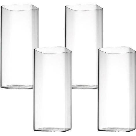 HENGBIRD Set of 4 Elegant Square Long Drink Glasses - 400ml Glasses for Water, Juice, Beer, Drinks, Cocktails, Mojito and Mixed Drinks (1/5)