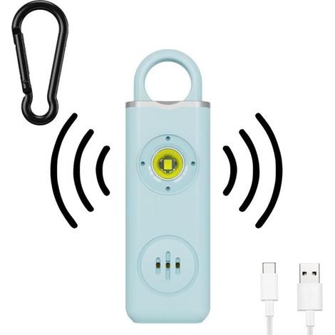 Alarme personnelle,130dB Alarme de Poche avec Lumière LED avertisseur Anti Agression Porte-Clés Sécurité Alarme Auto-Défens,Bleu (1/5)