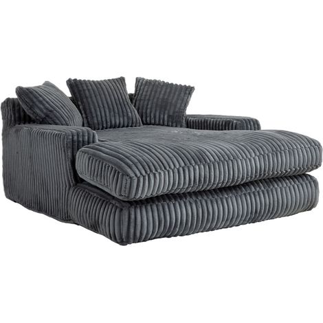 CHICFURN Sofá de 1 plaza 125x155x63 cm en terciopelo acanalado gris oscuro, sin montaje (1/5)