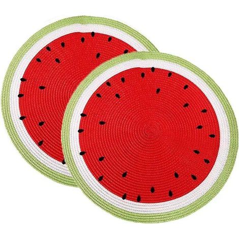 Tapis isolant thermique rond tissé en forme de pastèque européenne, écologique (1/5)