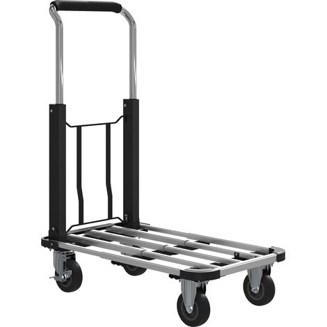 Diable pliable, capacité de charge 150 kg, plateau extensible, poignée réglable en hauteur, pour cartons, métal, noir