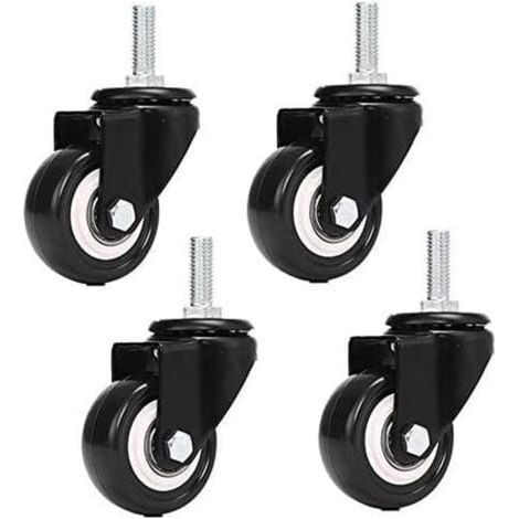 M8x25mm 4 pièces de support de charge 240 kg chariot roulette tournante PU meubles poudre remplacement (sans roulettes de frein) (1/4)