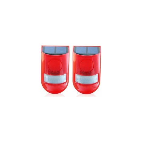 Wasserdichter Bewegungsmelder mit 6 LEDs, akustischem Alarm, Solaranzeige, Blitzlicht, 110-dB-Alarmsystem mit Sirene für Garten und Haus (2er-Pack) - Crezuo