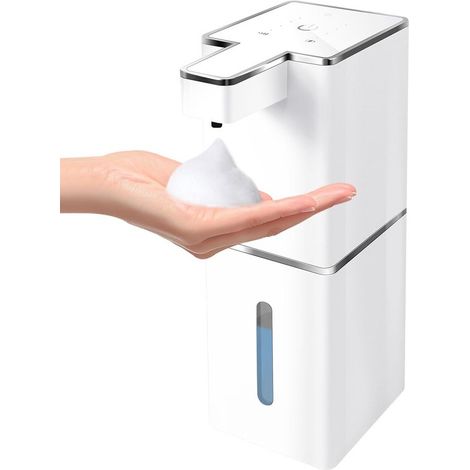 Automatischer Seifenspender 380 ml/12,8 oz, wiederaufladbar, Wandmontage, 4 stufig verstellbar, für Bad, Küche und Geschirrspülmittel (1/5)