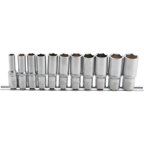 Jeu de 11 douilles 6 pans bgs longues, profondes, 8 a 19 mm carre 3/8