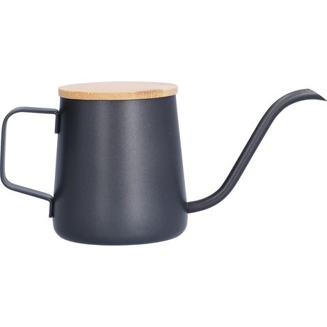 Cafetière manuelle en acier inoxydable de 350 ml avec bec verseur long et étroit et couvercle en bambou (1/5)