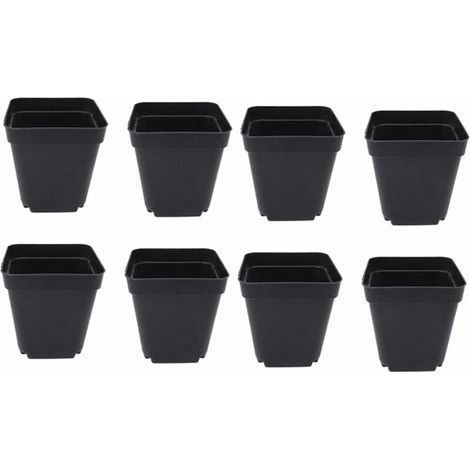 Lot de 50 seaux de semis noirs – Jardinières carrées en plastique – Petites jardinières d'intérieur et d'extérieur (noir/6,5 x 5 x 6,5 cm) (1/4)