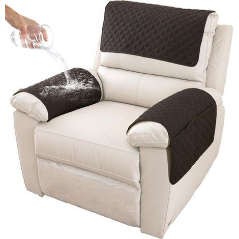Coussin Accoudoir 3 Pièces - Housse Accoudoir Canapé - Housse Accoudoir Fauteuil - Housse Appui-tête - Protecteur de Meuble Matelassé Antidérapant - 38cmx57cm - Noir à Carreaux (1/5)