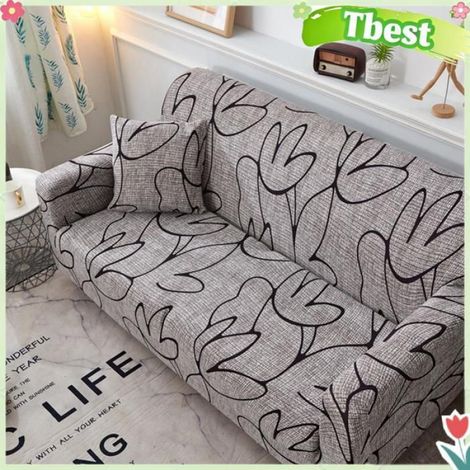 Tbest Ensemble de housse de canapé Housse de canapé avec impression élastique linge canape Siège simple '90-140cm' (1/4)