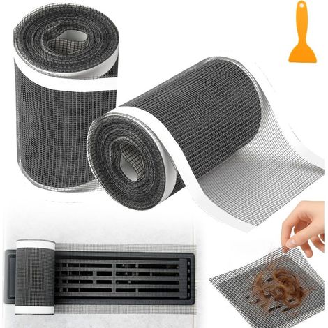 Haarsieb 7 cm x 10 m, 2 Streifen, mit Kunststoffspatel, aus Fiberglas, selbstklebendes Netzgewebe, für Dusche, Küche, Balkon und mehr. (1/4)