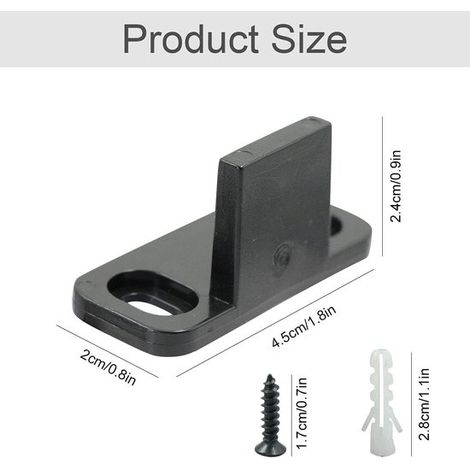 4 piezas，Clip guía de suelo para puerta corredera，Guía de pared para puerta corredera，Con tornillos y tacos，puertas de madera，45×20×24 mm，Negro (1/4)