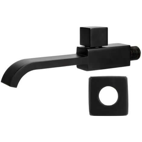 QORVA-Robinet de lavabo mural G1/2, robinet d'eau froide, accessoires de salle de bains, noir mat