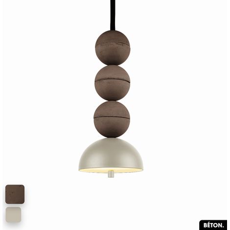 Lampe de suspension en béton - BOSFOR CONCRETE CHOCOLAT - PEYOTE 3 BALLES LED 14W (1/2)