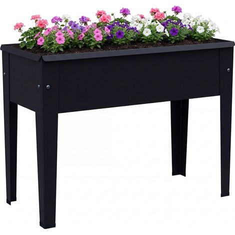 Outsunny Raised Planter, Metal Raised Garden Bed on Legs with Drainage Hole (1/5)
