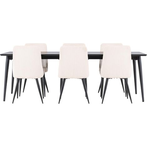 Ellis Essgruppe Esstisch schwarz 6 Stühle Samt beige. (1/4)