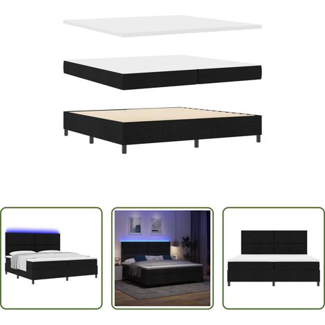 vidaXL LED - Boxspringbett mit Matratze mit LED Schwarz 200 x 200 cm Stoff (1/5)