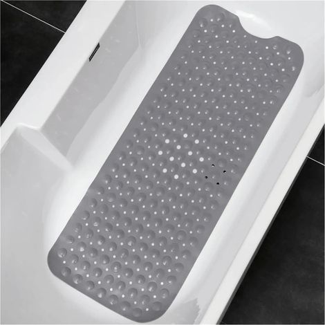 Tappetino antiscivolo per bagno - Tappetino doccia 100 x 40 cm - Tappetino antiscivolo per bagno - Resistente alla muffa - Lavabile in lavatrice - Tappetino da bagno con ventose e fori di drenaggio - 