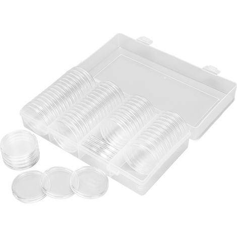 Boîte de rangement transparente pour pièces de monnaie, 60 capsules de 41 mm, boîte de rangement pour collectionneurs de pièces (1/5)