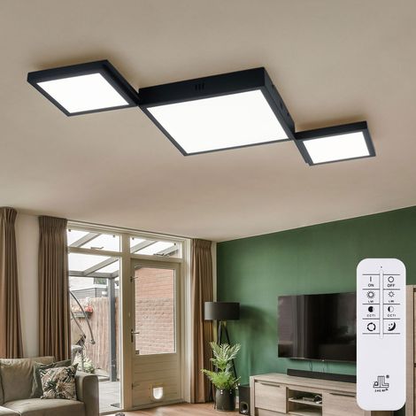 LED Deckenlampe Wohnzimmerleuchte Designleuchte Esszimmerlampe Deckenleuchte, Metall schwarz, CCT dimmbar Fernbedienung Memory/- Nachtlichtfunktion, 34W 1980lm 2700-6500K warmweiß-kaltweiß, L 93 cm