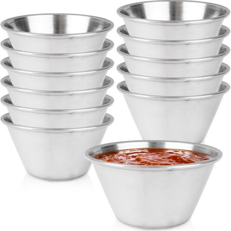 12 ciotole in acciaio per salse, barilotti per salse, contenitori per salse, 7 cm, 90 ml (1/5)