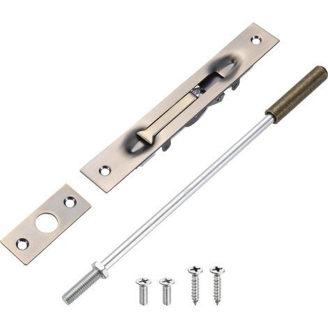 1 Pack Verrou En Applique À Tige Allongée, 10 Pouces Verrou En Applique En Acier Inoxydable Pour Portes, Serrure De Sécurité Dissimulée Pour Portes Françaises Doubles, Portes En (1/5)