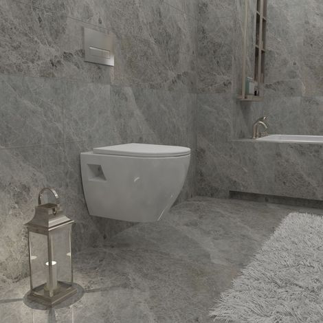 AICA Bathroom Wall Hung Toilet Round WC Pan With UF Soft Close Seat (1/5)