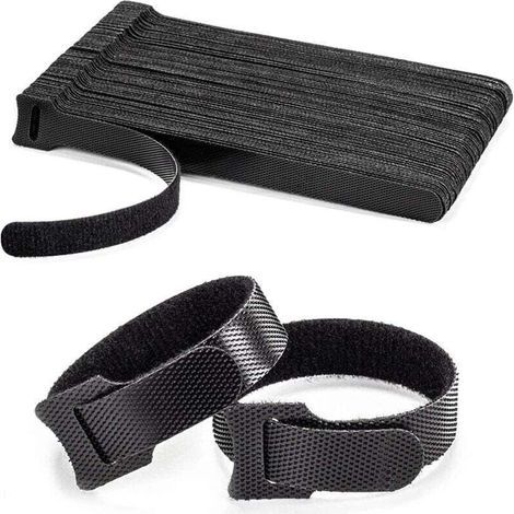 100 fascette in velcro per cavi, fascette riutilizzabili per la gestione dei cavi, facili da tagliare per fissare cavi, cavi per PC, cavi elettrici, nere, 150 mm x 12,5 mm (1/4)