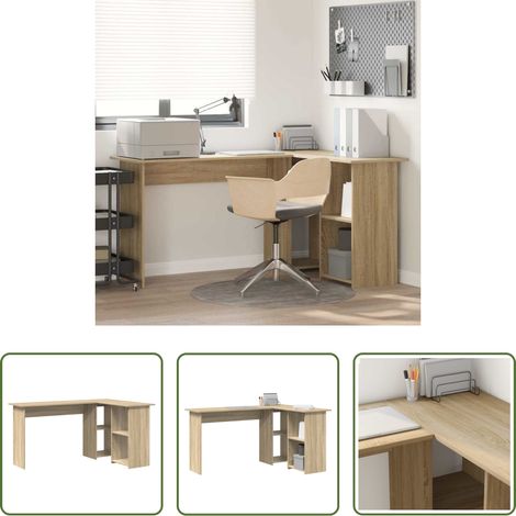 vidaXL Bureau chêne sonoma - Bureau Chêne Sonoma 142 x 102 x 73 cm Bois d'ingénierie (1/5)