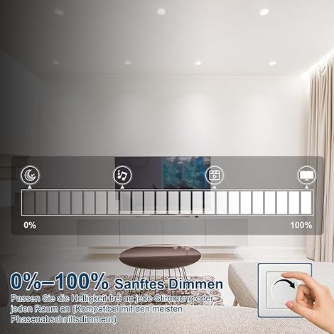 Spots LED encastrables 230V Variable Plat 7W 600LM Acier inoxydable Brossé Spots LED ronds 4000K Blanc neutre Encastrés Spots plats (1/4)