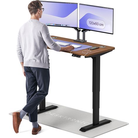 Desktronic Bureau assis debout HomePro - 120x60cm - Noir/Noyer