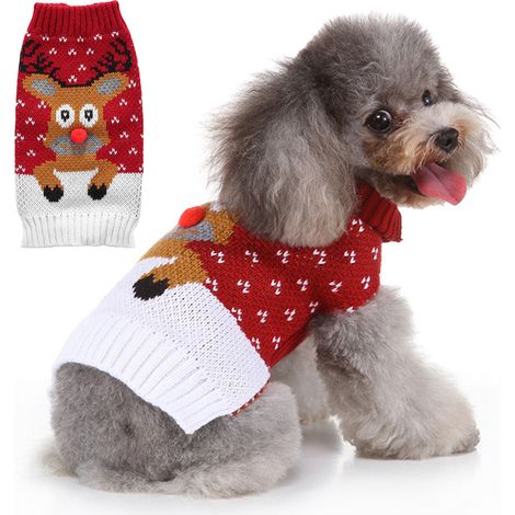 1 pull de Noël pour chien, en laine, taille M à XXL, vêtement d'hiver tricoté, manteau chaud classique, adapté aux chiens et chats (1/5)