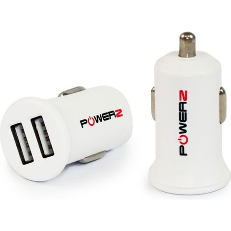Powerz 2.4A Dual USB Car Charger, 2 Port, White, 2.4A (1/5)