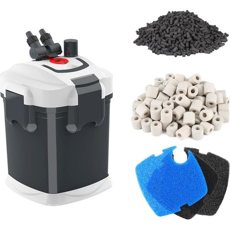 Filtre Externe Aquarium Ultra-Silencieux avec Pompe à Débit Réglable, 3-en-1 Pompe Aquarium Externe et Filtres pour Eau Claire, Haute Performance Filtration pour Douce,Mer,Tropique,Tortues (1/5)