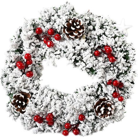 Guirlande De Noël - 32 Cm - En PVC - Pour Porte D'Entrée Ou Intérieur/Extérieur Couvert - 1 Pièce (1/2)