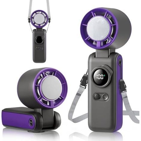 Ventilateur portable turbo avec refroidisseur à glace, ventilateur USB rechargeable, petit ventilateur électrique avec vitesse variable 1-199, 6000mAh jusqu'à 19h, ventilateur personnel pour voyage/ma (1/5)