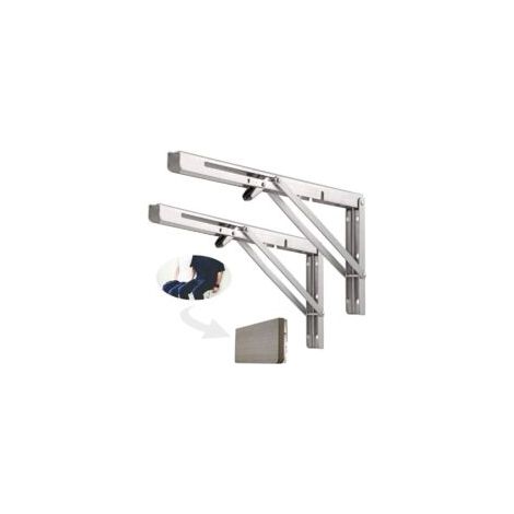Mensola a muro pieghevole da 500 mm, supporto pieghevole in acciaio inox 304 per banco da lavoro, staffa pieghevole, staffa per mensola a muro (2 pezzi), argento - Crezuo