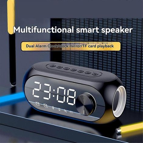 Wecker, tragbarer Bluetooth-Lautsprecher, Radio, Musik, Mini-Woofer, weiß (1/5)