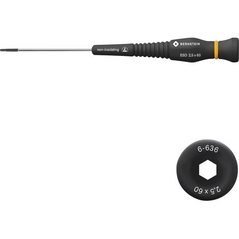 Clé coudée pour vis à 6 pans creux antistatique (ESD) 2.5 mm BERNSTEIN Tools for Electronics 6-636 L (1/2)