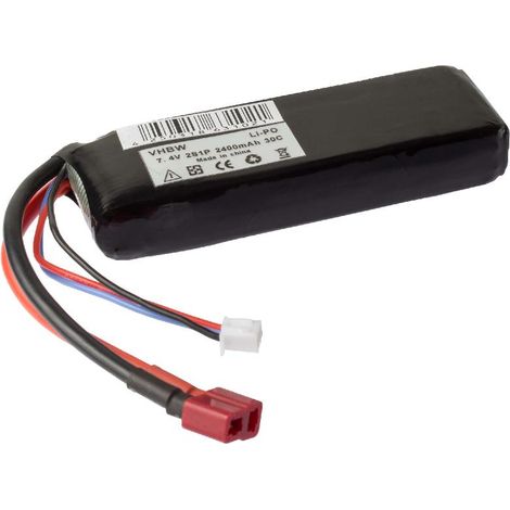 vhbw Batería compatible con AWG 12 / AWG 22 clavija (m) para modelismo (2400mAh, 7,4V, Li-poli)