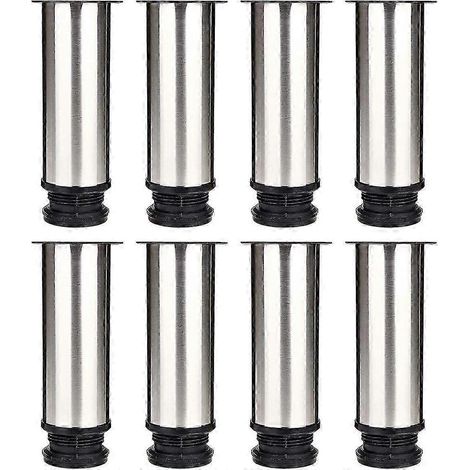 Un ensemble de 8 pieds de meubles, pieds de cuisine réglables, diamètre 50 mm/hauteur 150 mm, pieds ronds en acier inoxydable pour canapé/table. (1/5)